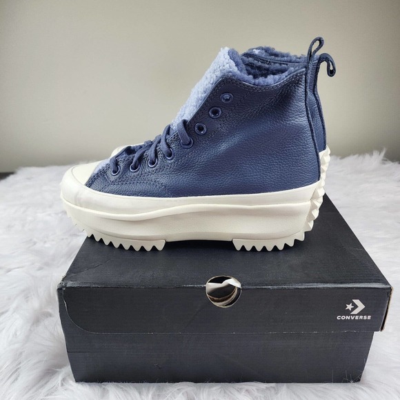 Converse Run Star Hike Hi Steel Concord Blue Leather Platform Women's Size 7.5 - Picture 5 of 10